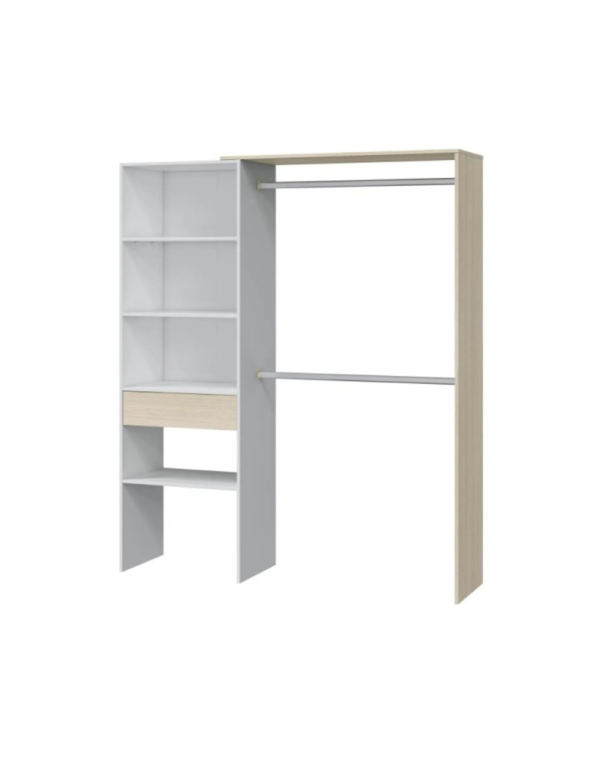 Aménagement Dressing Daji Réversible Blanc-chêne