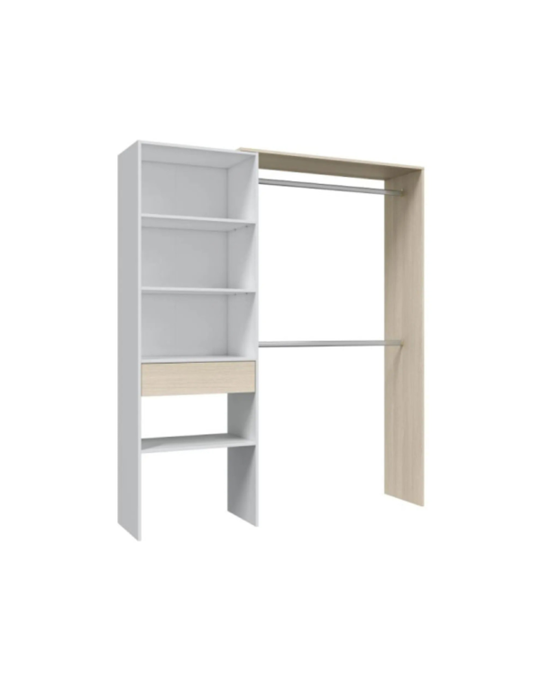 Aménagement Dressing Daji Réversible Blanc-chêne