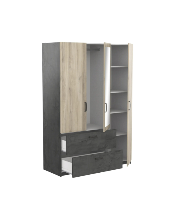 Armoire 3 portes 2 tiroirs READY imitation chêne