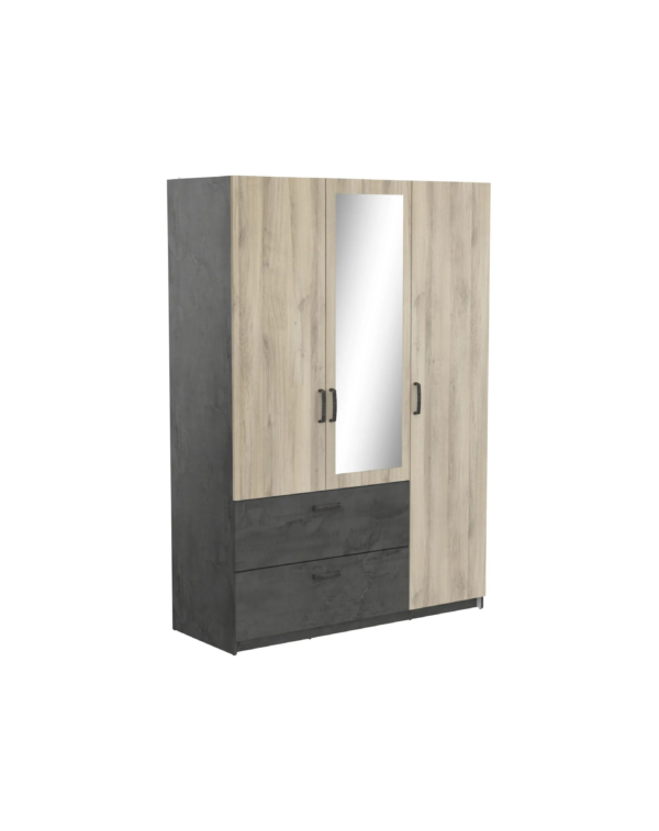 Armoire 3 portes 2 tiroirs READY imitation chêne