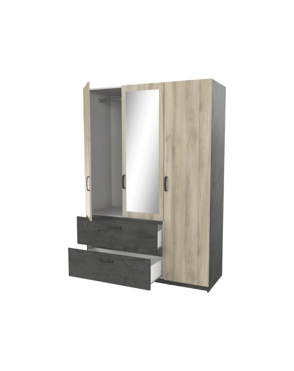 Armoire 3 portes 2 tiroirs READY imitation chêne