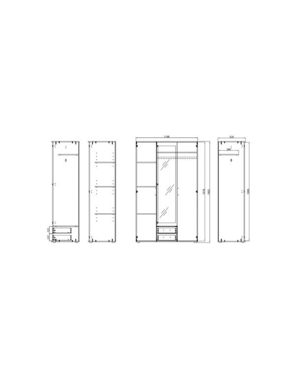 Armoire ARTY avec penderie et tiroirs