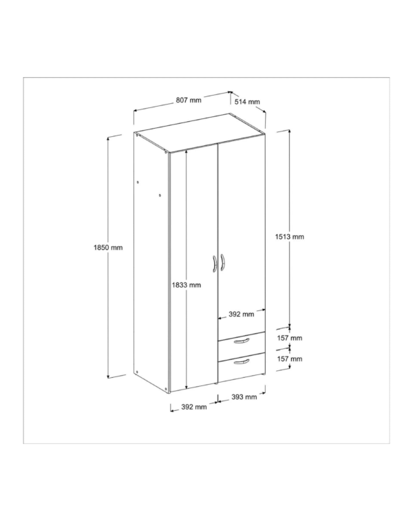 Armoire DAILY2 avec 2 portes 2 tiroirs