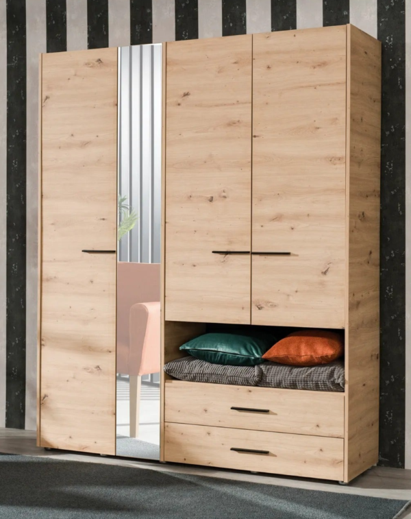 Armoire avec Miroir étagères et Penderie