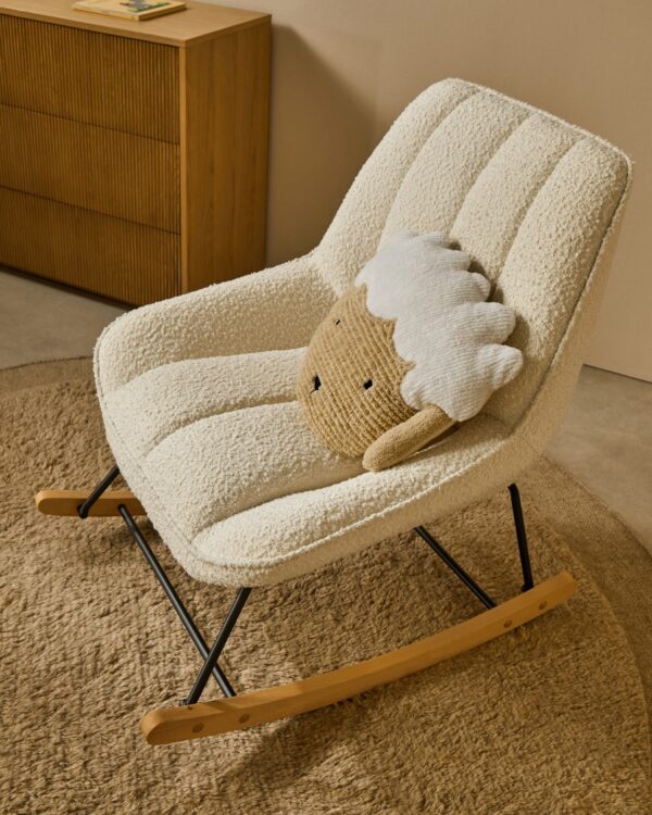 Fauteuil à bascule Marlina bouclette blanc