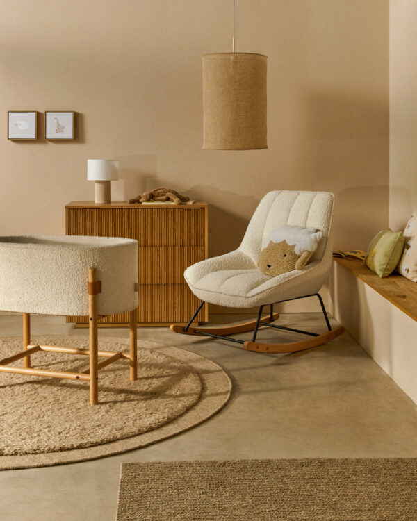 Fauteuil à bascule Marlina bouclette blanc