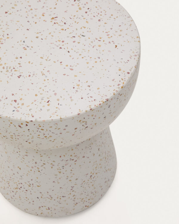 Table d'appoint Pada en terrazzo blanc